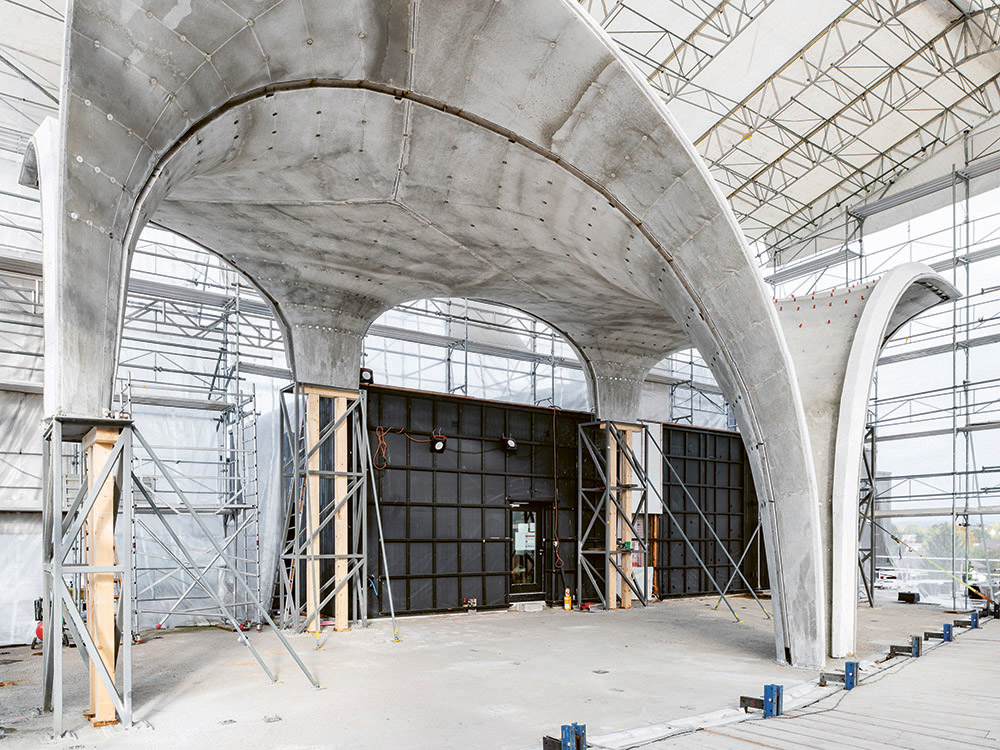 Leichtbau-Decken aus Beton für die NEST-Unit HiLo der Empa. Die Konstruktion der ETH-Forschungsgruppe von Phillipe Block reduziert den Materialverbrauch um 70 Prozent. (Quelle: Empa / R. Keller)